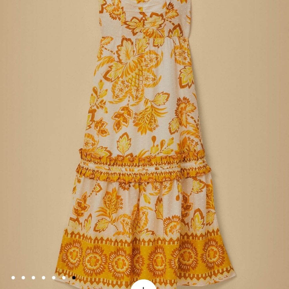 Farm Rio Off White Aura Floral Midi Dress L - Picture 4 of 8